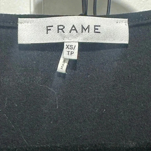 FRAME Black Key Hole Ruched Blouse Size XS EUC - Picture 3 of 3